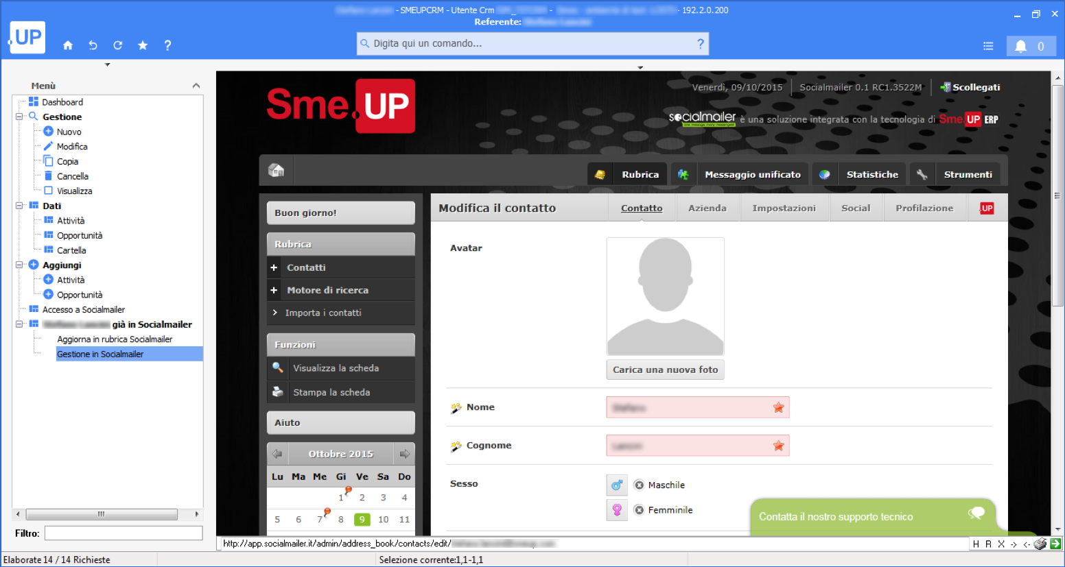 Sme.UP e Socialmailer - Creazione contatti